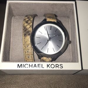 Michael Kors snakeskin wrap watch